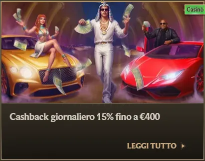 Cashback giornaliero 15pct fino a eur400