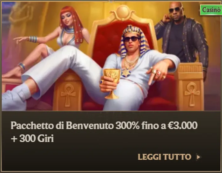 Pacchetto di benvenuto 300pct fino a eur3000 plus 300 giri